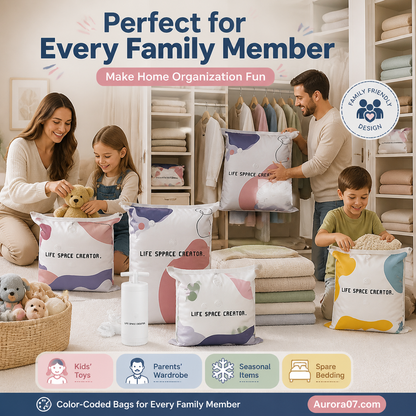 No Pump Vacuum Storage Bags Press & seal, no pump needed. Saves 80% space, keeps clothes dry & dust free. Perfect for bulky bedding & off season gear
