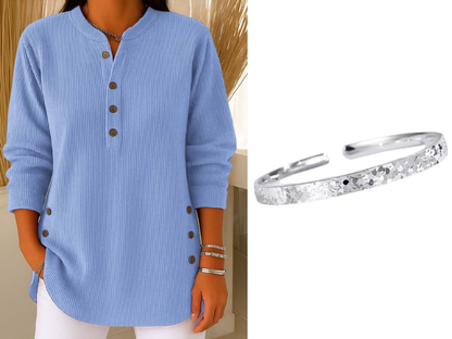 Women's Solid Color Crew Neck Long Sleeve Casual Loose Knit Pullover