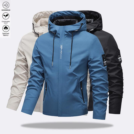Men's Hooded Jacket waterproof & windproof with a drawstring. Ideal for the outdoors & everyday wear. Durable Breathable