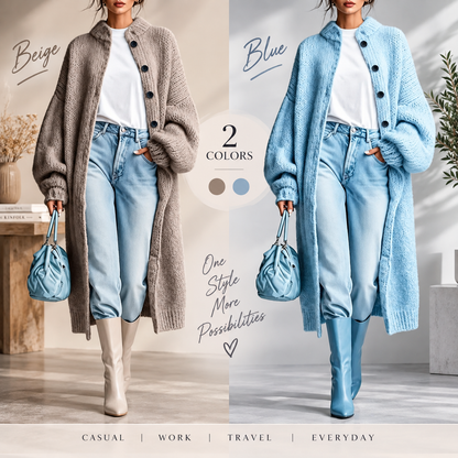 Women's Chunky Knit Long Sweater Coat
