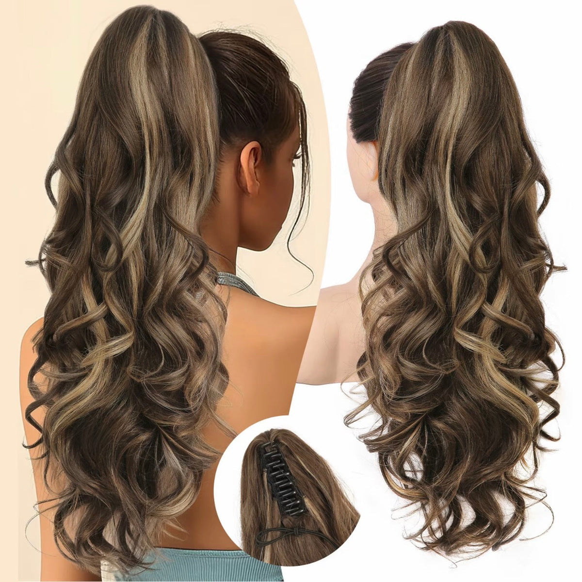 Clip-on Wavy Ponytail Extension