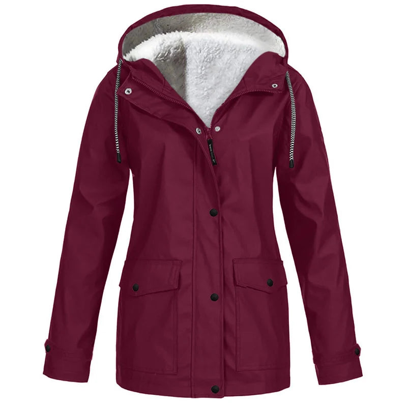 Women's Warm Fleece-Lined Hooded Jacket