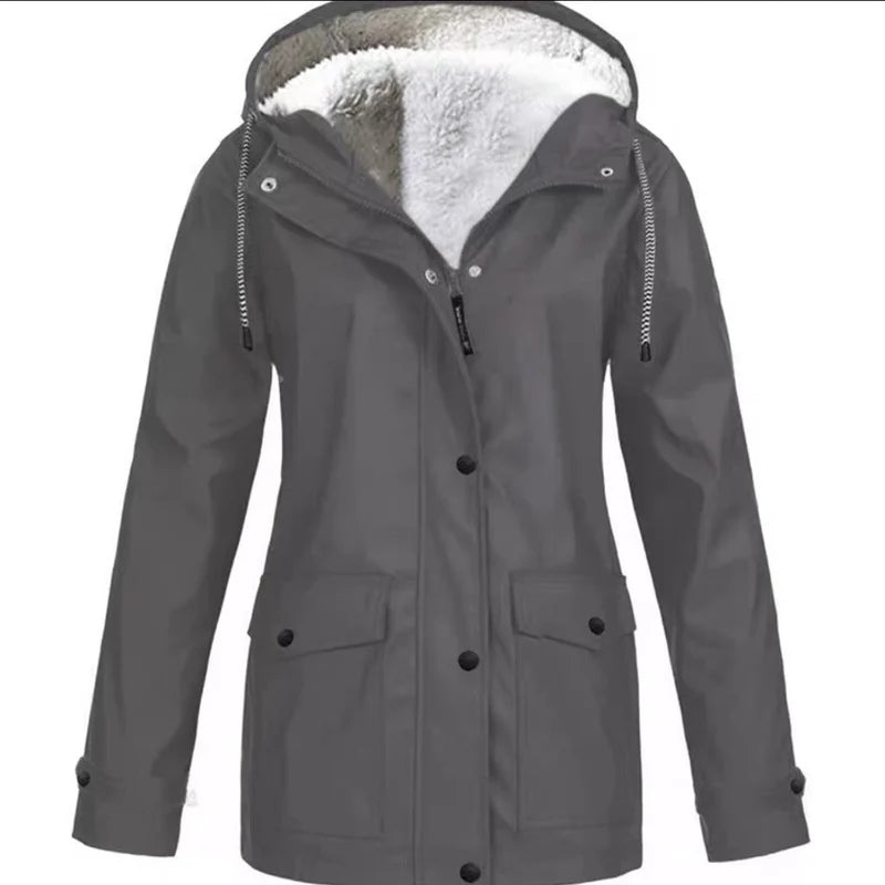 Women's Warm Fleece-Lined Hooded Jacket