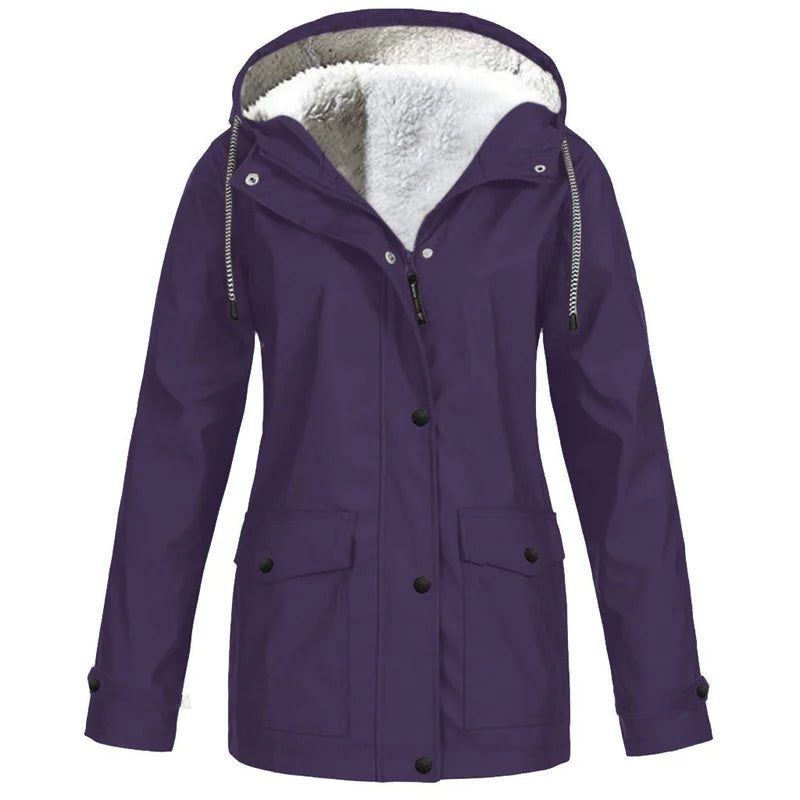 Women's Warm Fleece-Lined Hooded Jacket