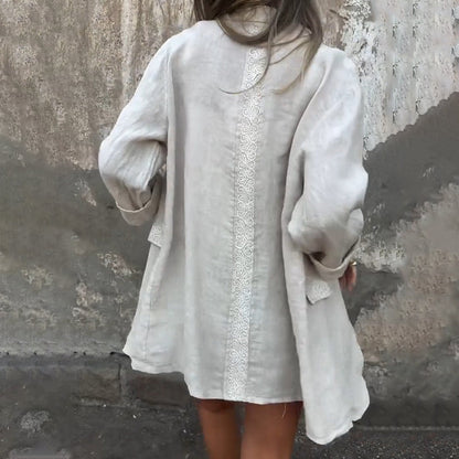 Women's Cotton Linen Open Front Blazer