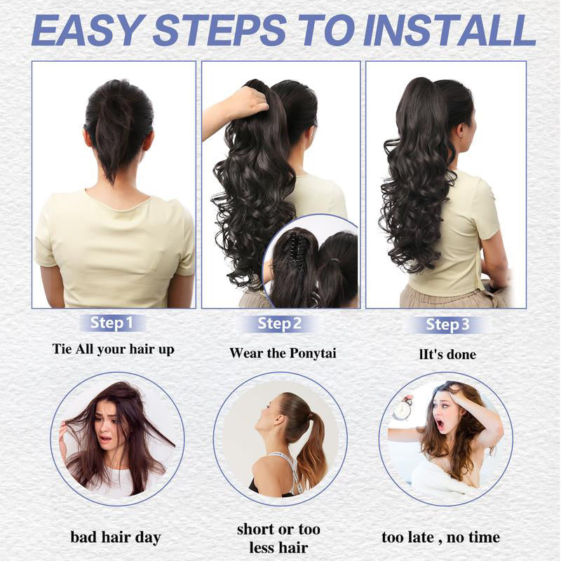 Clip-on Wavy Ponytail Extension