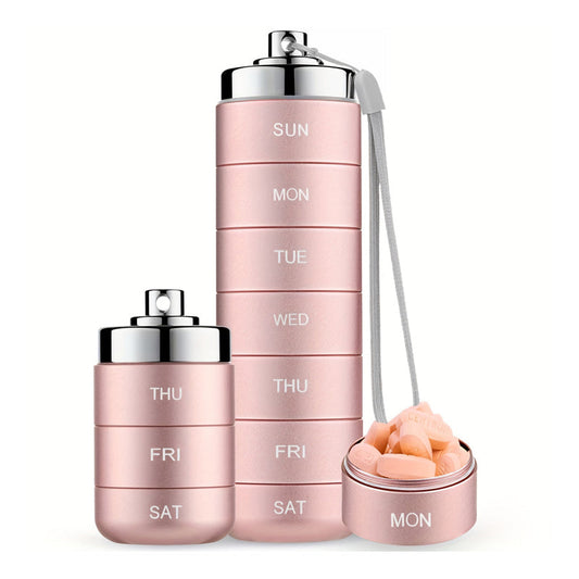 7-Day Waterproof Portable Metal Travel Pill Organizer