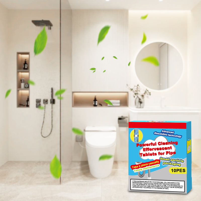 Powerful Cleaning Effervescent Tablets for Pipe, Fast Dissolve Hair Grease Clogs, Deodorizing Antibacterial Pipe Cleaner for Sink Toilet Floor Drain
