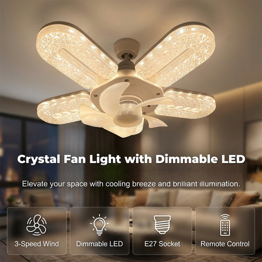 Keeping You Cool And Sparkling Crystal-Effect LED 5-Blade LED Fan Light