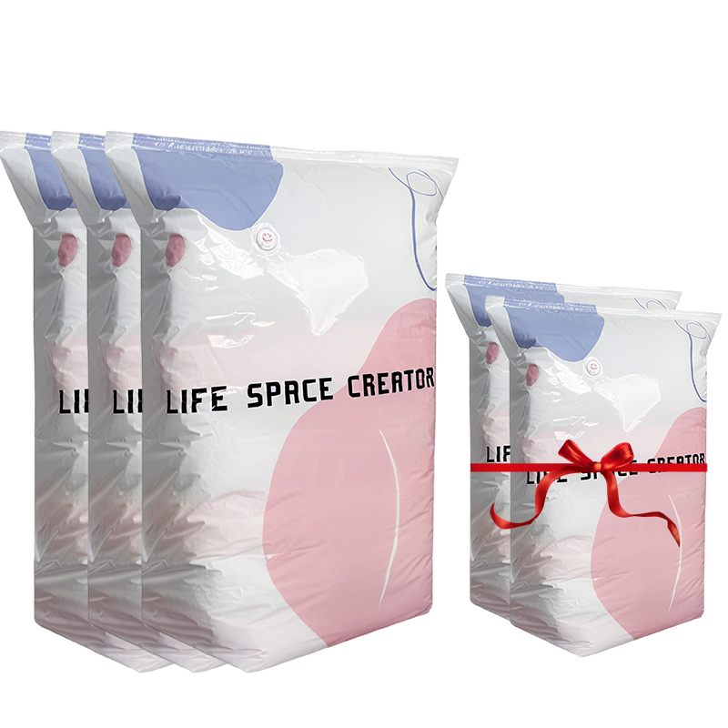 No Pump Vacuum Storage Bags Press & seal, no pump needed. Saves 80% space, keeps clothes dry & dust free. Perfect for bulky bedding & off season gear