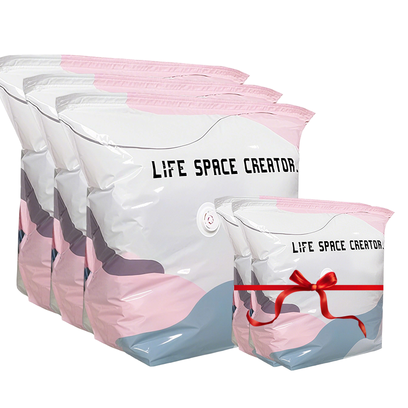 No Pump Vacuum Storage Bags Press & seal, no pump needed. Saves 80% space, keeps clothes dry & dust free. Perfect for bulky bedding & off season gear