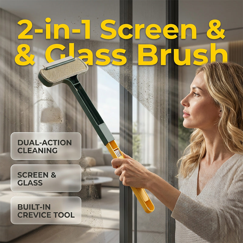 2-in-1 Telescopic Window & Glass Cleaning Brush Reach High, Clean Fast & Effortlessly