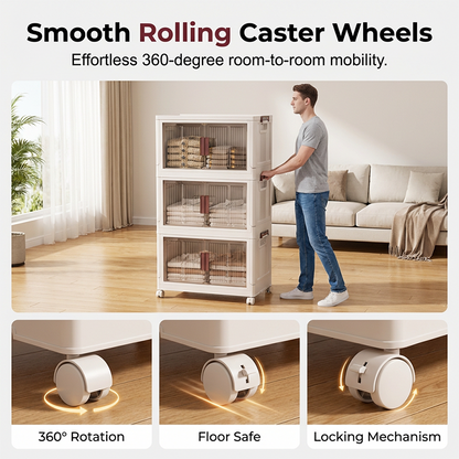 Large Capacity Collapsible Storage Bin with Lid Foldable Design, Durable Fabric & Perfect for Organizing Clothes, Toys & Blankets