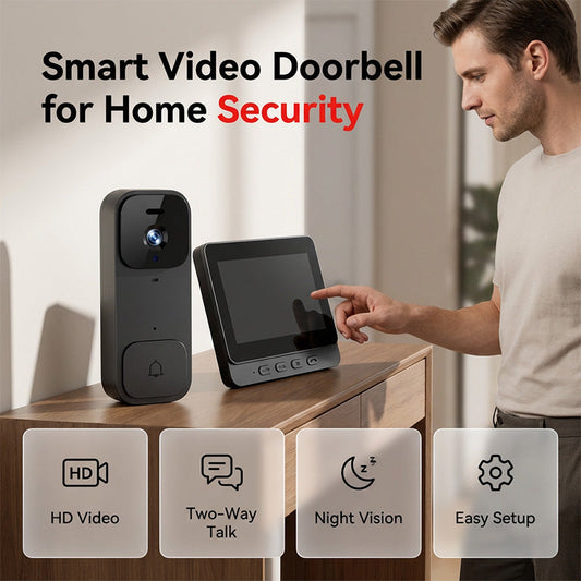 Smart Video Doorbell with 4.3" Display Real-Time Monitoring & Two-Way Talk