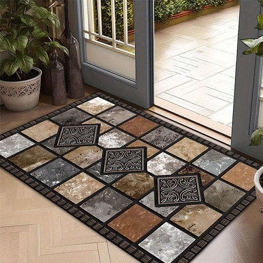 Geometric Stone Pattern Doormat Stylish & Durable for Your Home