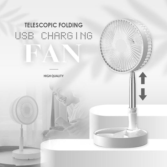Telescopic Folding USB Charging Fan Adjustable height, quiet operation & portable perfect for desk, travel or outdoor use