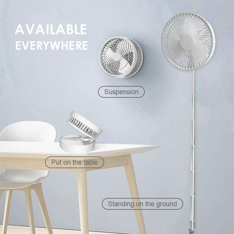Telescopic Folding USB Charging Fan Adjustable height, quiet operation & portable perfect for desk, travel or outdoor use
