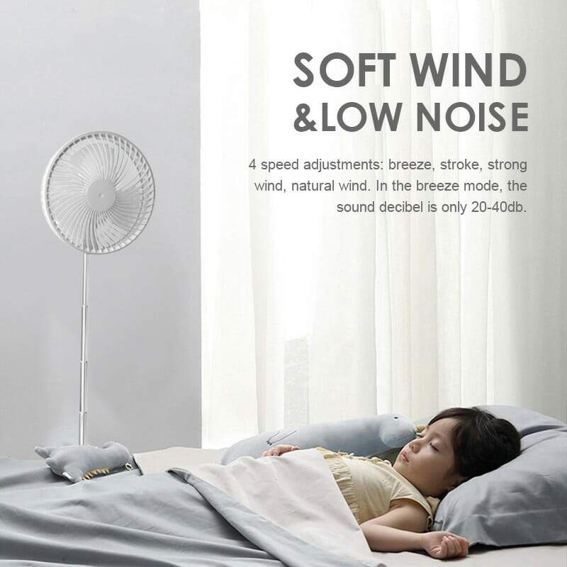 Telescopic Folding USB Charging Fan Adjustable height, quiet operation & portable perfect for desk, travel or outdoor use