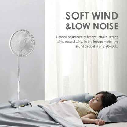 Telescopic Folding USB Charging Fan Adjustable height, quiet operation & portable perfect for desk, travel or outdoor use