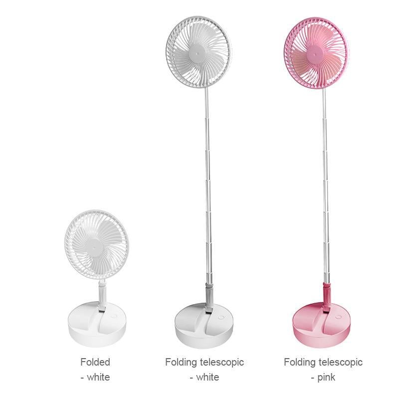 Telescopic Folding USB Charging Fan Adjustable height, quiet operation & portable perfect for desk, travel or outdoor use