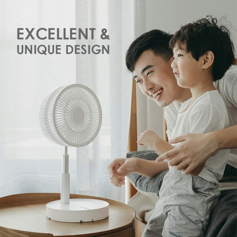 Telescopic Folding USB Charging Fan Adjustable height, quiet operation & portable perfect for desk, travel or outdoor use