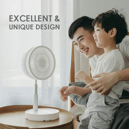 Telescopic Folding USB Charging Fan Adjustable height, quiet operation & portable perfect for desk, travel or outdoor use