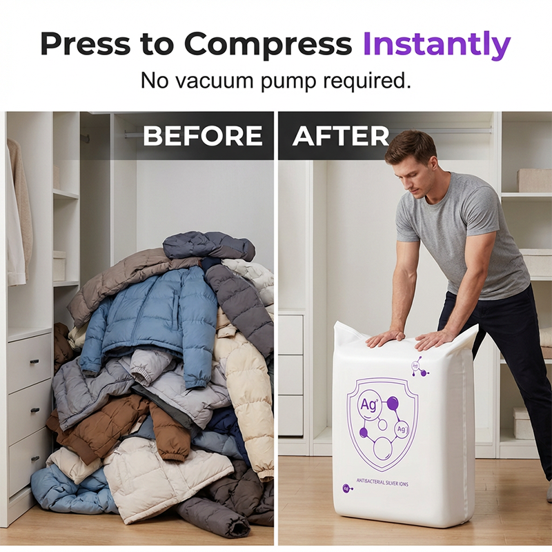 Instantly Free Up Closet Space Press & Compress Storage Bags