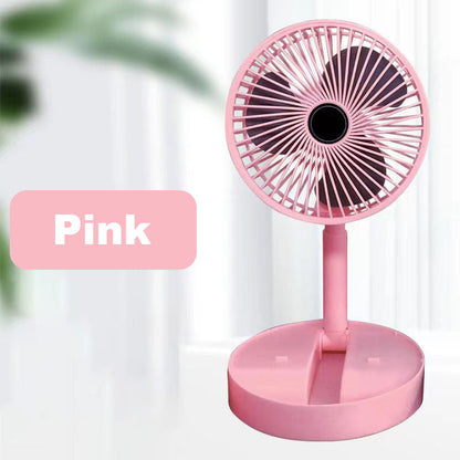 Telescopic Folding USB Charging Fan Adjustable height, quiet operation & portable perfect for desk, travel or outdoor use