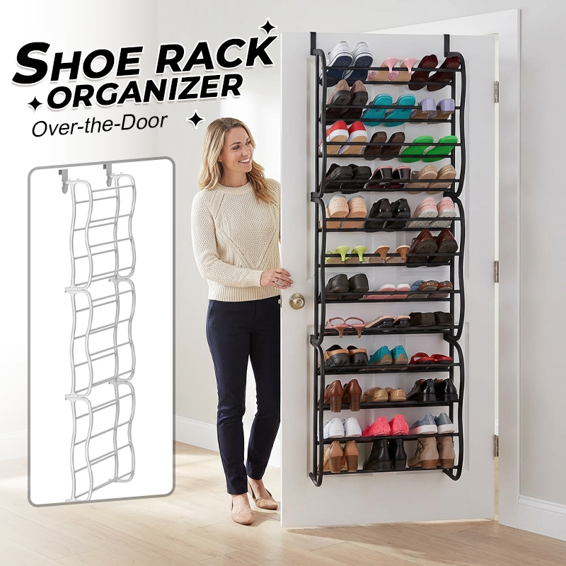 Over-the-Door Shoe Rack Organizer 24 pockets & tool-free install Fits standard doors, holds up to 24 pairs perfect for entryway or closet