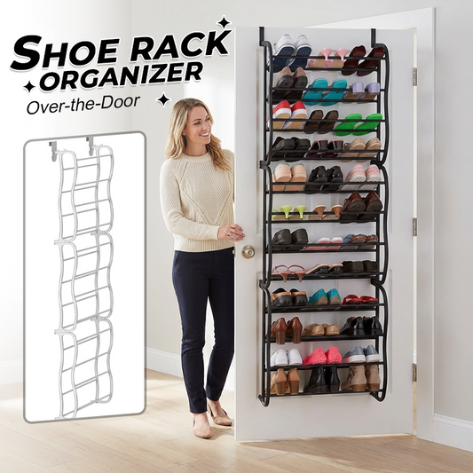 Over-the-Door Shoe Rack Organizer 24 pockets & tool-free install Fits standard doors, holds up to 24 pairs perfect for entryway or closet