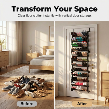 Over-the-Door Shoe Rack Organizer 24 pockets & tool-free install Fits standard doors, holds up to 24 pairs perfect for entryway or closet