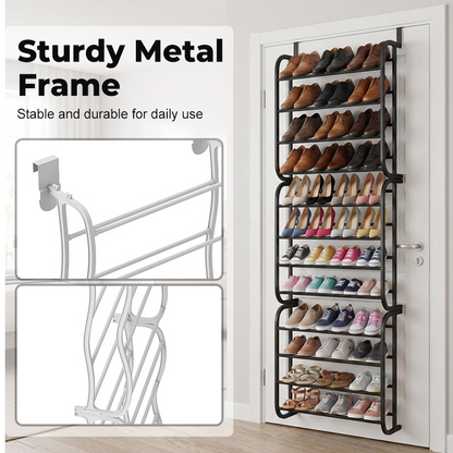 Over-the-Door Shoe Rack Organizer 24 pockets & tool-free install Fits standard doors, holds up to 24 pairs perfect for entryway or closet
