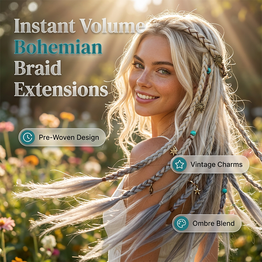 Maillard Style Pre-Braided Hair Extensions Bohemian Braids, Metallic Accents, Festival Ready