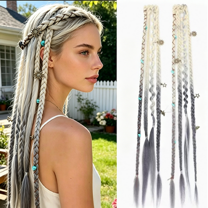 Maillard Style Pre-Braided Hair Extensions Bohemian Braids, Metallic Accents, Festival Ready