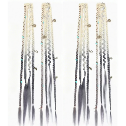 Maillard Style Pre-Braided Hair Extensions Bohemian Braids, Metallic Accents, Festival Ready