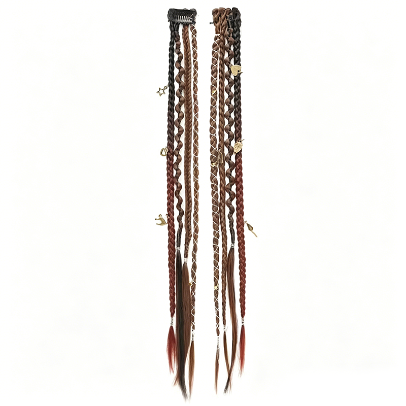 Maillard Style Pre-Braided Hair Extensions Bohemian Braids, Metallic Accents, Festival Ready
