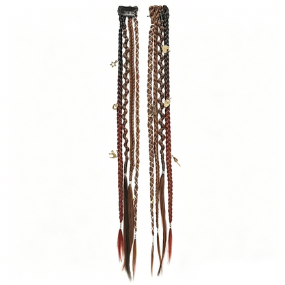 Maillard Style Pre-Braided Hair Extensions Bohemian Braids, Metallic Accents, Festival Ready