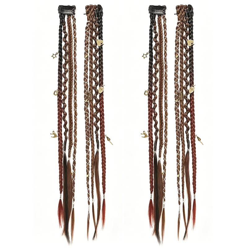 Maillard Style Pre-Braided Hair Extensions Bohemian Braids, Metallic Accents, Festival Ready