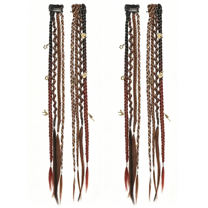 Maillard Style Pre-Braided Hair Extensions Bohemian Braids, Metallic Accents, Festival Ready