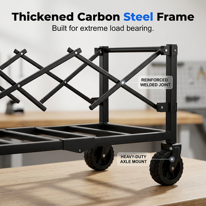 Heavy Duty Collapsible Wagon Cart All-Terrain Wheels, 130L Large Capacity, 1-Second Quick Fold