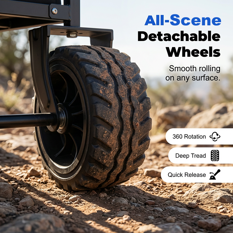 Heavy Duty Collapsible Wagon Cart All-Terrain Wheels, 130L Large Capacity, 1-Second Quick Fold