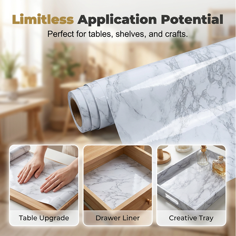 Self-Adhesive Faux Marble Wallpaper Roll Give Your Home A Luxury Makeover In Minutes