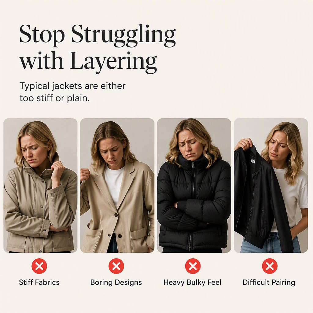 Women's Elegant Denim Spliced Ribbed Knit Coat