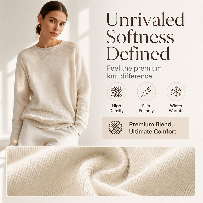 Women's Round-Neck Cable-Knit Loose-Fitting, Breathable Sweater