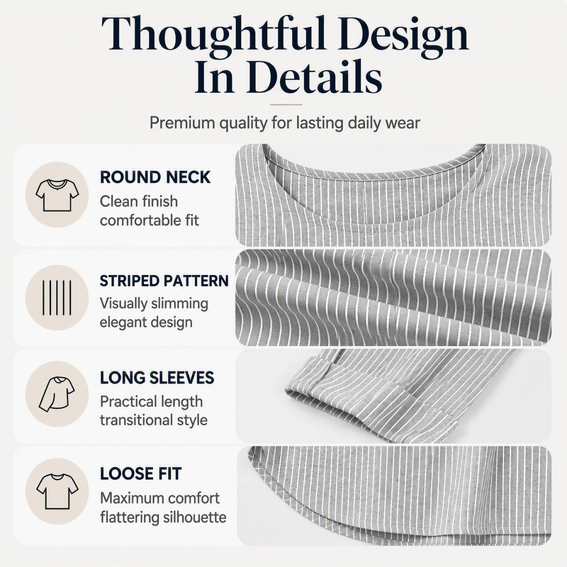 Women's Casual Striped Long-Sleeve Top