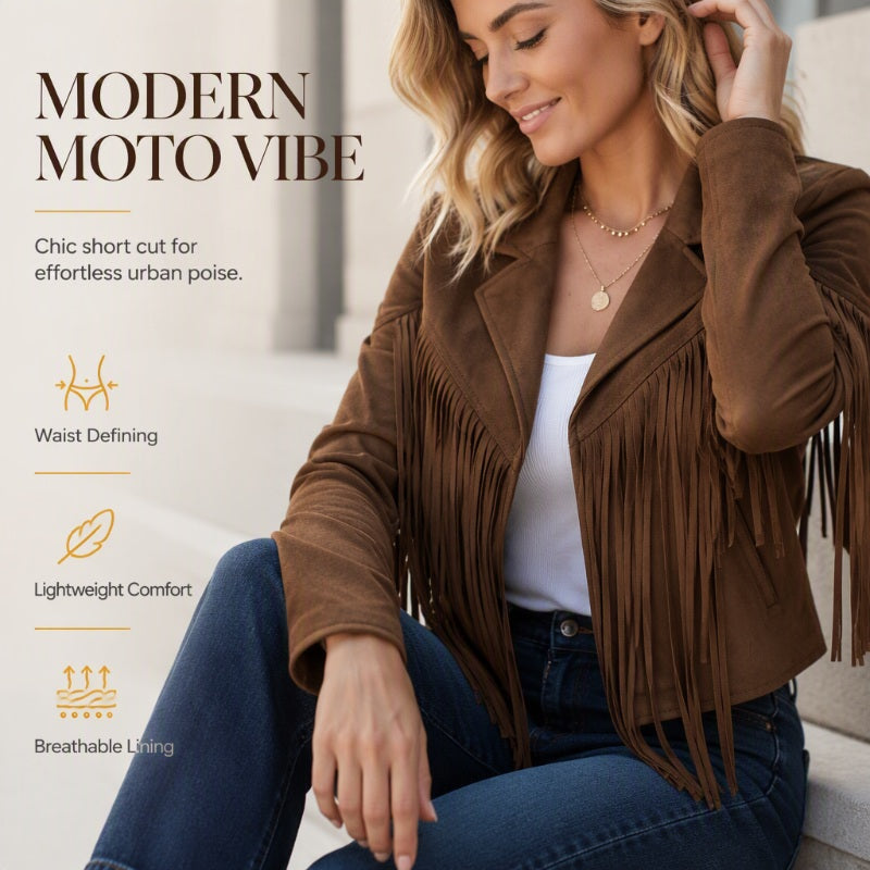 Women's Casual Long Sleeve Fringe Jacket