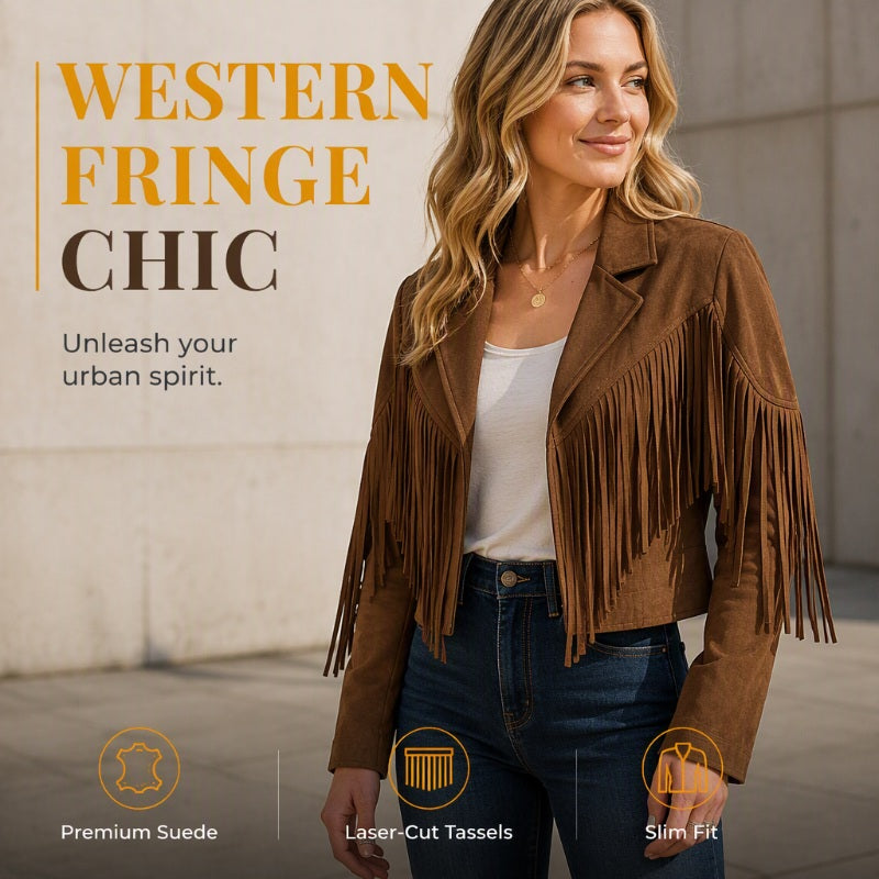 Women's Casual Long Sleeve Fringe Jacket
