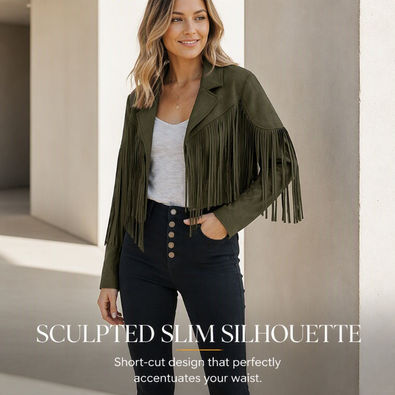 Women's Casual Long Sleeve Fringe Jacket