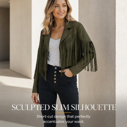 Women's Casual Long Sleeve Fringe Jacket