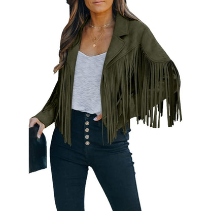 Women's Casual Long Sleeve Fringe Jacket